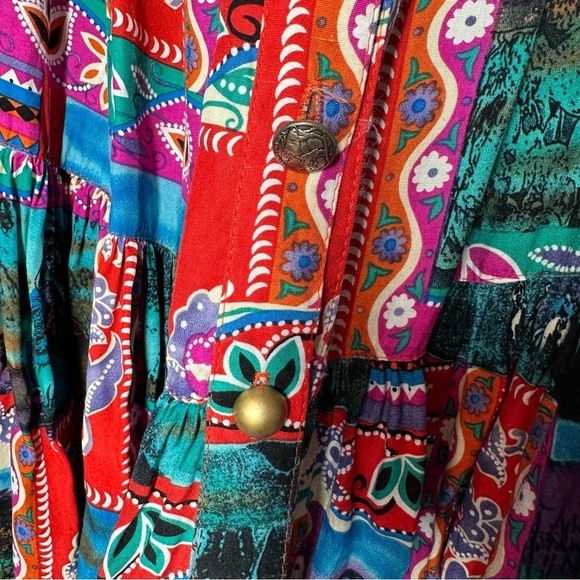 Vintage Skirt Maxi 80s Hippy Boho Gypsy Southwestern Aztec USA Native American - Picture 6 of 15